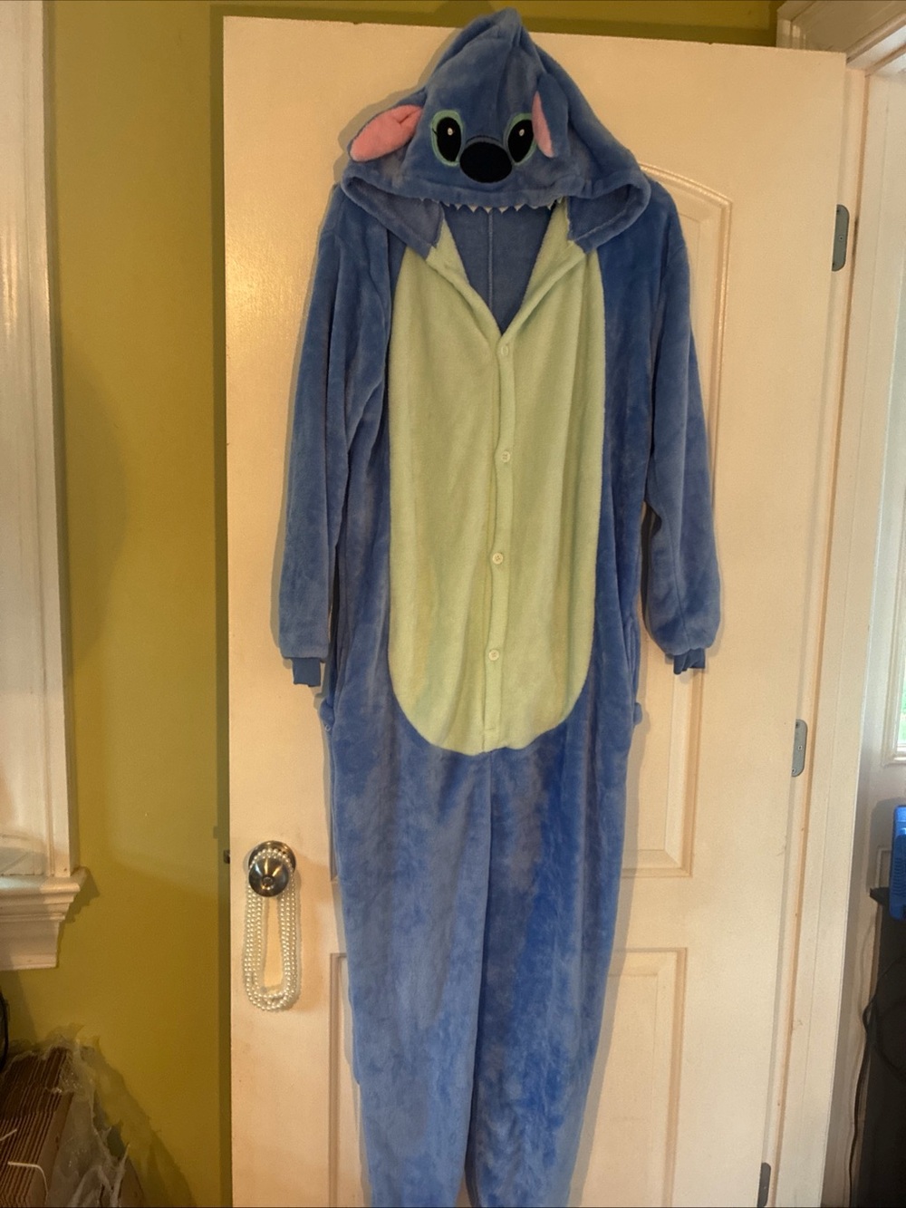 Blue Stitch Onesie Pajamas with Hood XL